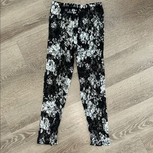 Floral Black and White Leggings
